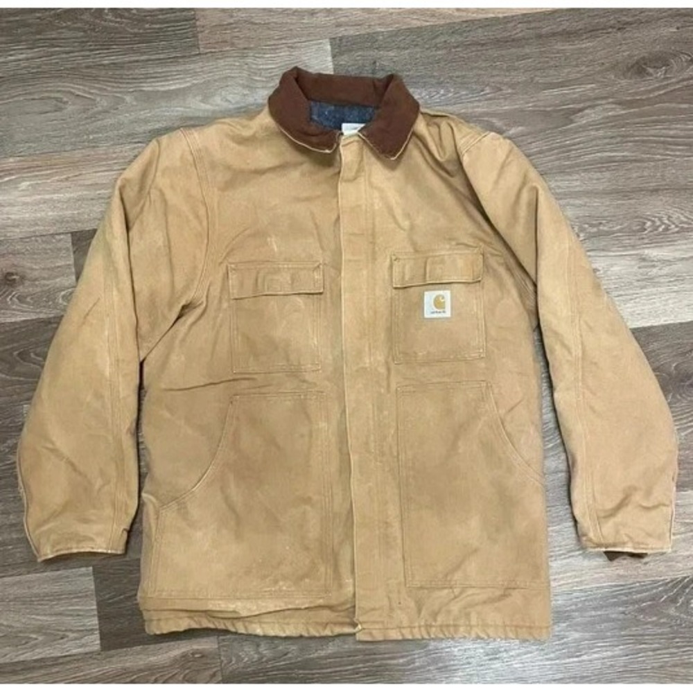 Vintage Carhartt CB1806 Brown Blanket Lined Work Jacket Corduroy Collar Mens 44